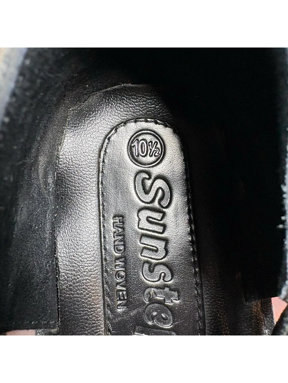 Sunsteps Shoes Black Leather Hand Woven Sandals Slip On Mens Size 10.5